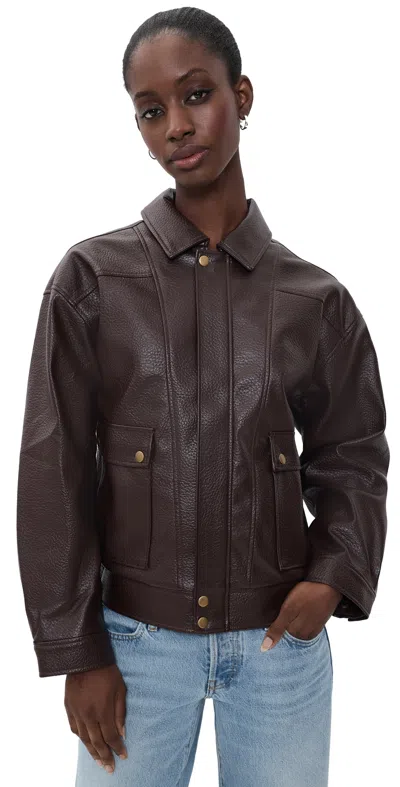 Paige Ashland Faux Leather Jacket Dark Brown