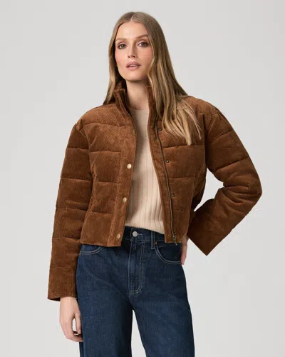 Paige Astor Puffer Jacket High Rise Pant In Brown