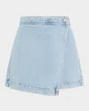 Paige Aven Wrap Denim Miniskirt In Aliza
