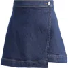 Paige Aven Faux Wrap Denim Miniskirt In Blue