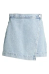 Paige Aven Wrap Denim Miniskirt In Aliza