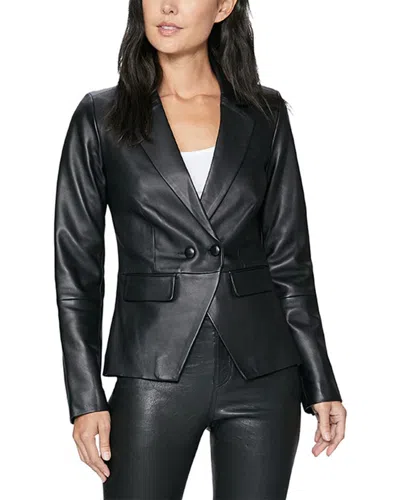 Paige Aventura Leather Blazer In Black