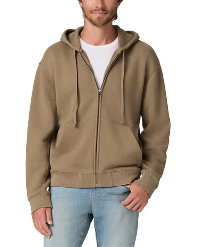 Paige Avon Full Zip Cotton Hooded Sweatshirt In Brown
