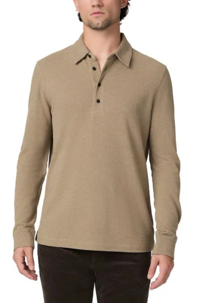 Paige Ballard Long Sleeve Polo In Light Heather Brown