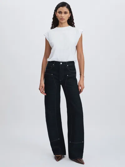 Paige Barrel-leg Workwear Jeans In Black