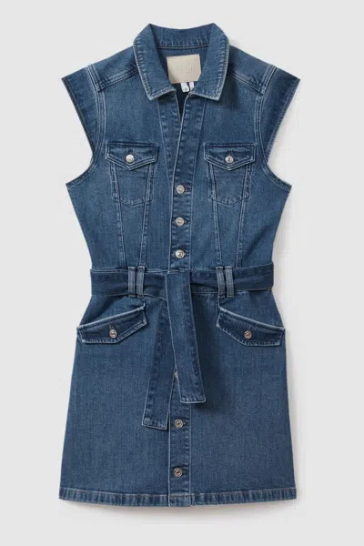 Paige Belted Denim Mini Dress In Kamilla Blue