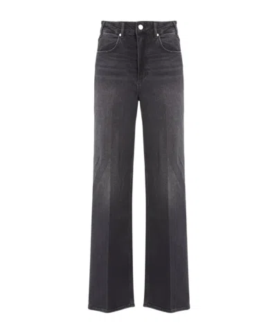 Paige Anessa High Rise Wide Leg Jeans In Viper Black Distressed