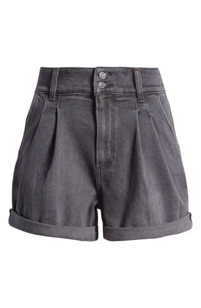 Paige Beth Cuff Denim Shorts In Black Lotus No Whiskers