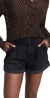Paige Noella High-rise Denim Shorts In Black Lotus No Whiskers