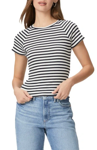 Paige Bijou Stripe Rib T-shirt In Navy/ivory