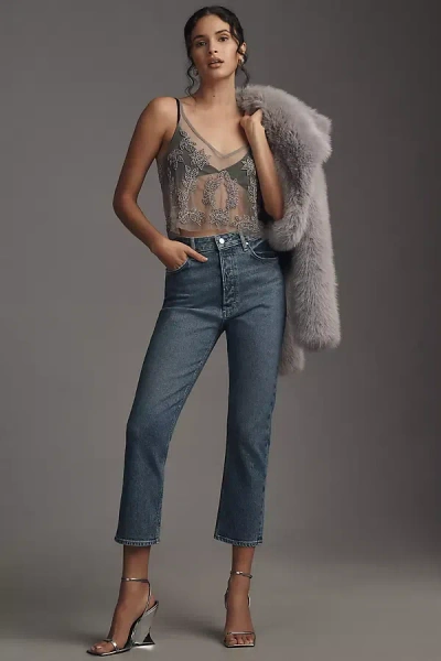 Paige Billie Crop High-rise Straight-leg Jeans In Blue