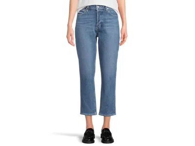 Paige Billy Crop Covered Button Fly In Blue