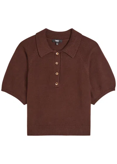 Paige Birch Knit Polo Top In Brown