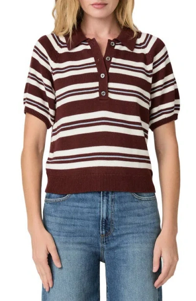 Paige Birch Polo Sweater In Brown