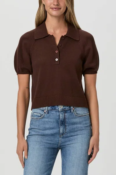 Paige Birch Puff Sleeve Cotton Blend Sweater In Brown