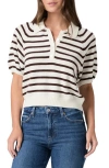 Paige Birch Stripe Short Puff Sleeve Polo Sweater In Multi