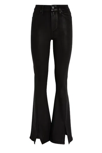 PAIGE PAIGE BLACK FLARED JEANS WITH SIDE SLITS AND LUXURIOUS FABRIC BLEND