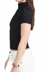 Paige Blanche Short Sleeve Mock Neck Top In Black In Black
