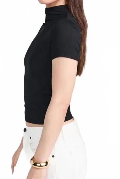 Paige Blanche Short Sleeve Mock Neck Top In Black