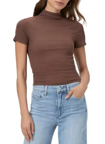 Paige Blanche Short Sleeve Mock Neck Top In Landslide In Brown
