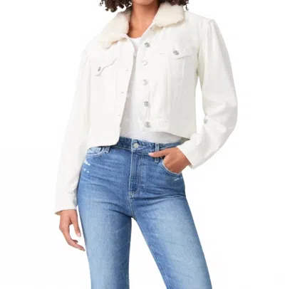 Paige Pacey Raw Hem Crop Twill Jacket In White