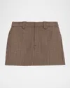 Paige Bobbi Houndstooth Wool Blend Miniskirt In Brown