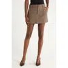 Paige Bobbi Houndstooth Wool Blend Miniskirt In Brown