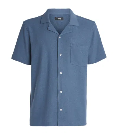 Paige Mens Lakeside Oliver Short-sleeve Cotton-blend Shirt In Blue