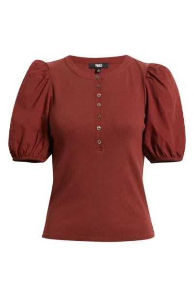 Paige Brandy Puff Sleeve Shirt In Brown
