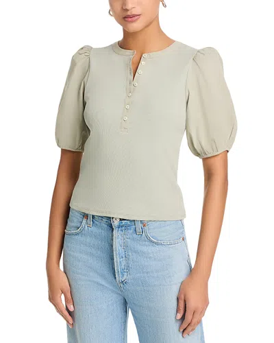 Paige Brandy Puff Sleeve Shirt In Green