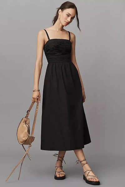 Paige Braylee Strapless Ruched Midi Dress In Black