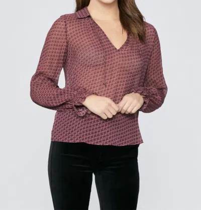 Paige Brea Shirt In Burgundy Multi In Brown
