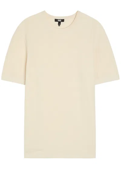 Paige Brimmer Textured-knit T-shirt In Neutral