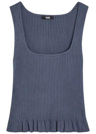 Paige Bronwyn Ribbed Cotton-blend Tank In Navy