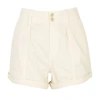 Paige Womens Quartz Sand Brooklyn Turn-up Cuff Mid-rise Cotton-blend Denim Shorts