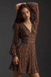Paige Bucatini Print Long Sleeve Silk Blend Dress In Multicolor