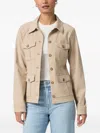 Paige Button-fastening Flap-pocket Jacket In Brown