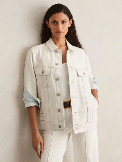 Paige Button-through Denim Jacket In White
