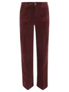 Paige Buttoned Straight Trousers In Dark Oxblood