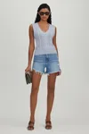 Paige Womens Frost Blue Cheryl Cable-knit Organic-cotton And Recycled Nylon-blend Knitted Vest In Soft Blue