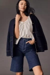 Paige Cadee High-rise Denim Bermuda Shorts In Blue