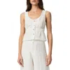 Paige Caine Linen Blend Button-up Tank In White