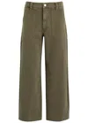 Paige Anessa Welt Utility Pocket High-rise Wide-leg Jeans In Khaki