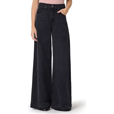 Paige Cameron High Waist Release Hem Wide Leg Jeans In Blue