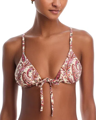 Paige Cameron Tie Front Triangle Bikini Top In Neutral