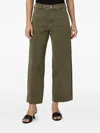 Paige Cameron High Waist Ankle Wide Leg Utility Jeans In Green