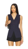 Paige Womens  Campanelli Two-welt-pockets Stretch-woven Blend Vest In Navy