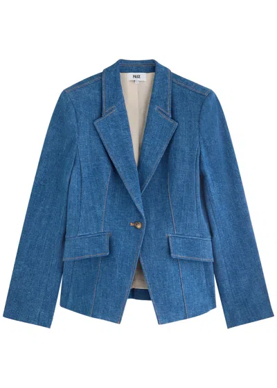 Paige Candace Stretch-denim Blazer In Blue