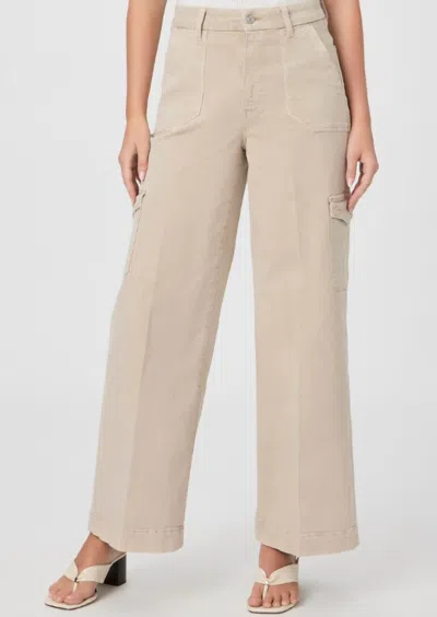 Paige Logo-patch Straight Jeans In Beige