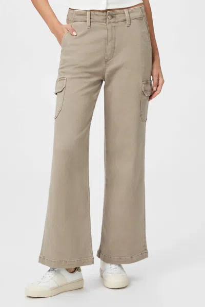 Paige Carly Cargo With Pockets Pants In Vintage Moss Taupe In Neutral